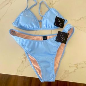 Periwinkle blue bikini.